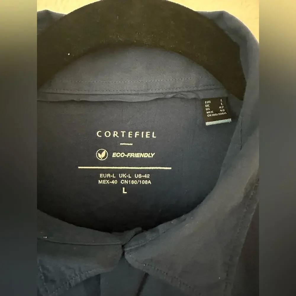 NWT Cortefiel Men's Blue Short Sleeve Shirt